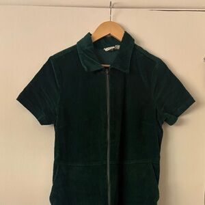 Joanie Green Corduroy Short Sleeve Jumpsuit size 10